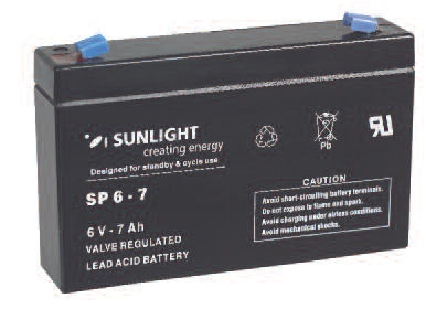 Акумулатор,  SUNLIGHT Тягова батерия 6V 7AH   SPA